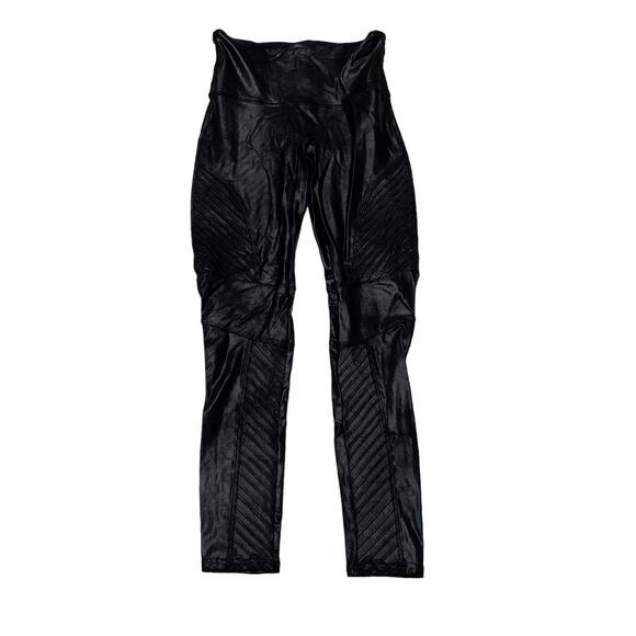 Spanx Liquid Faux Leather Metallic Moto Shapewear Tummy Control Leggings Large - Picture 1 of 6